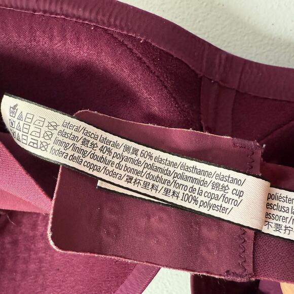 Victoria's Secret Lively The Push Up Bra Womens 36C Burgundy Padded Non Wire - Picture 6 of 7